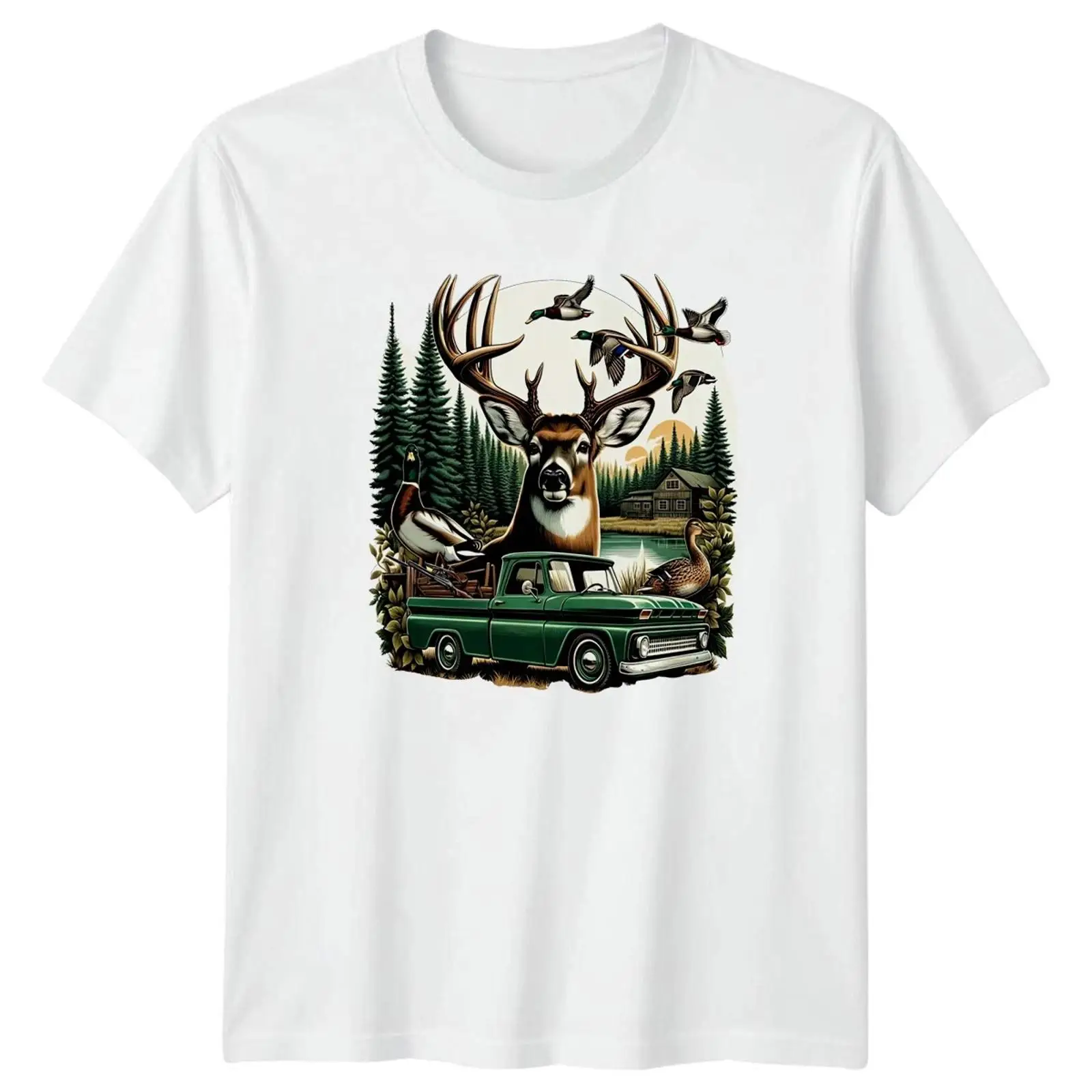Outdoor Hunting Graphic Tees - Мужская футболка Deer Duck Hunting Lodge